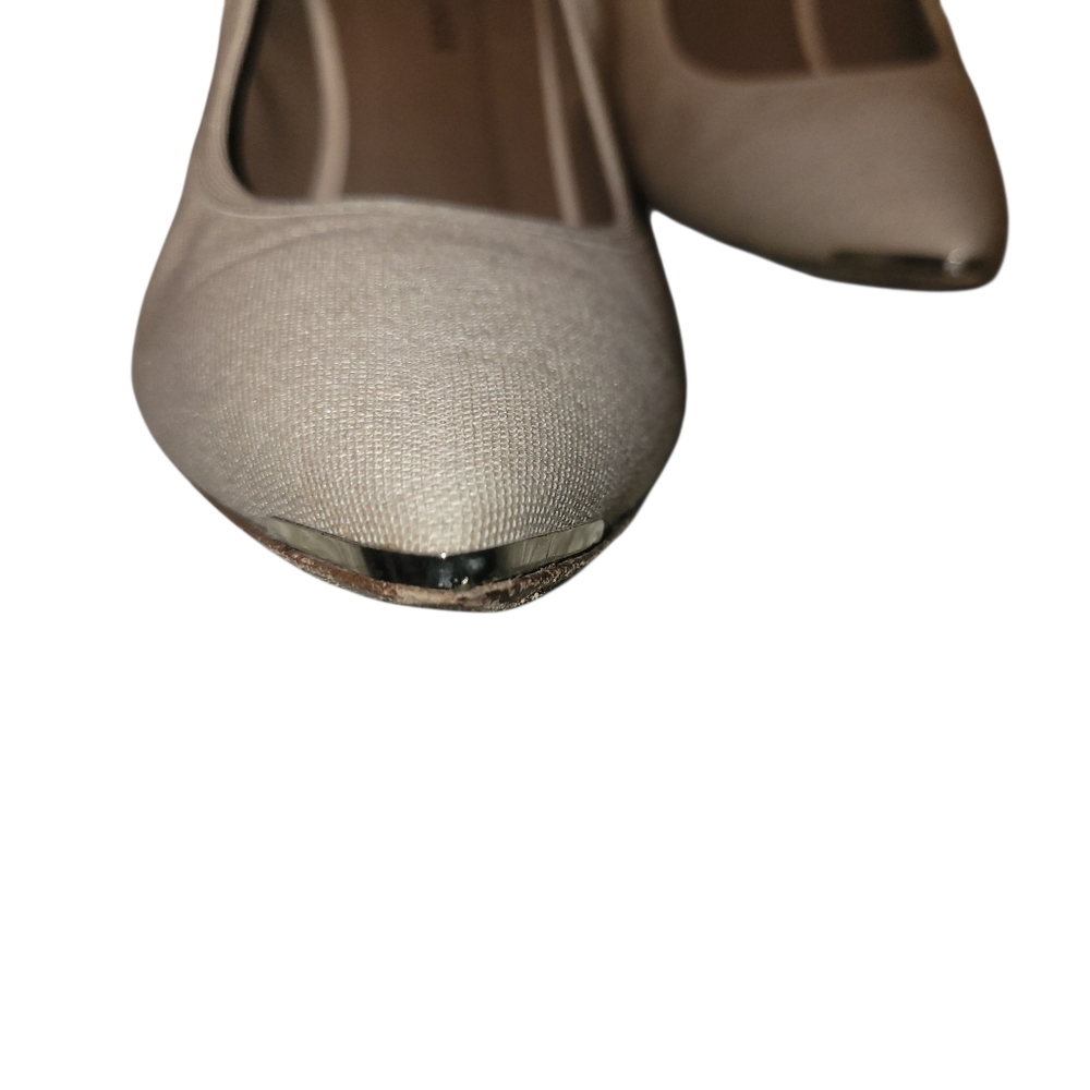 Donald J Pliner Nude Kitten Heel Pump Gold Detail Career Shoe Size 10 - Picture 5 of 6
